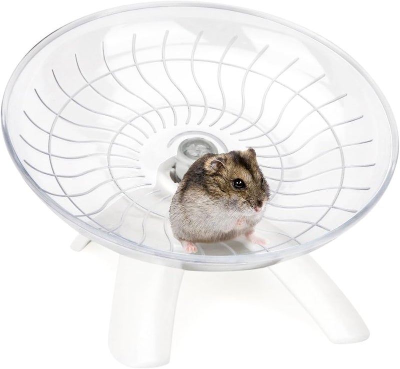Reshiho Hamster Wheel Silent Hamster Exercise Wheel Running Spinner Hamster Flying Saucer for Hamsters Gerbils Mice and Other Small Pets (White) - Image 1